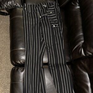 No Boundaries Black Pants with White Pinstripes